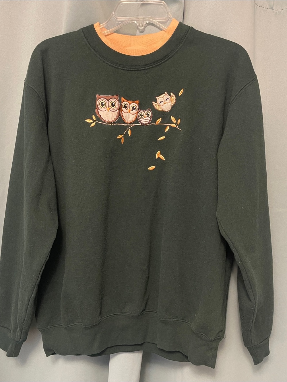 Vintage 90s Embroidered Owl Crewneck Sweatshirt - Women's Size L